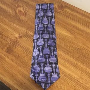 Men's guitar blue silk tie by Carlos Santana